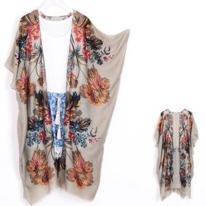 NWT BOHO FLORAL KIMONO DUSTER JACKET WRAP